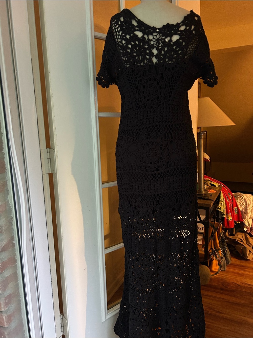 Free People Fairytale Forest Black Crochet Maxi Dress. Small - Picture 7 of 17